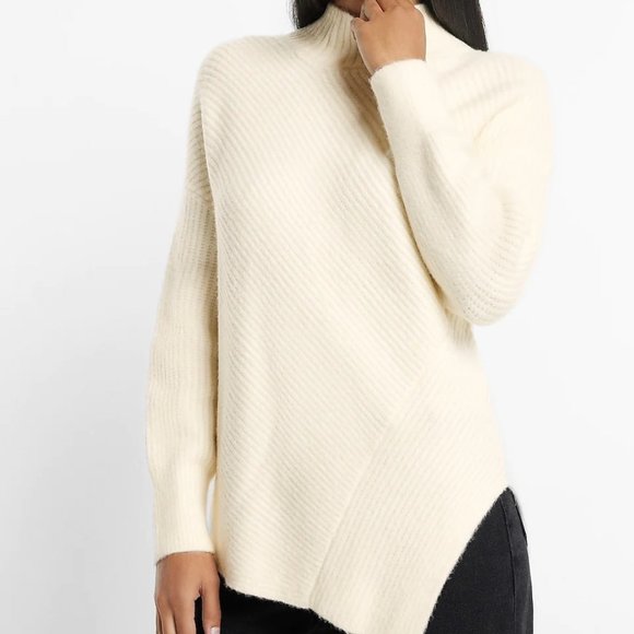 Express Sweaters - NWT Express NEW ecru mockneck sweater minimalist S vegan